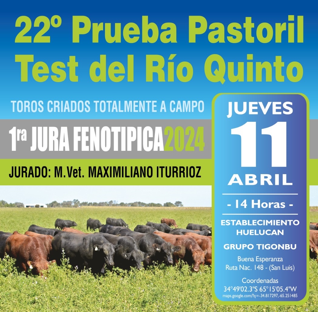 22° Prueba Pastoril Test del Río Quinto: la primera jura fenotípica será el jueves 11 de abril