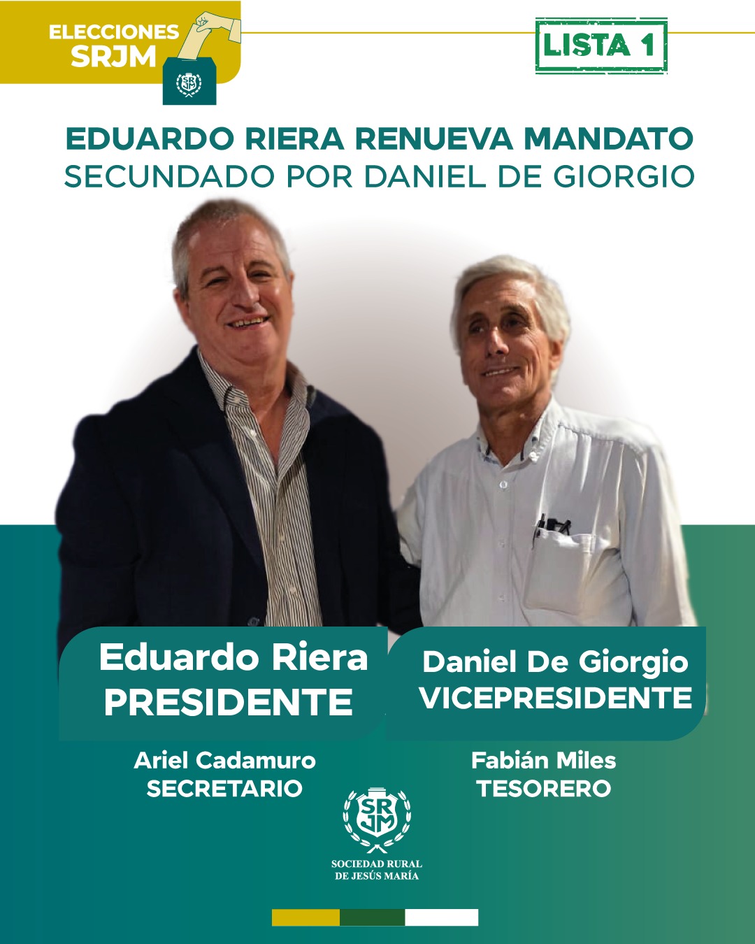 Con una fuerte participación Eduardo Riera fue reelecto el viernes como presidente de la Sociedad Rural de Jesús María